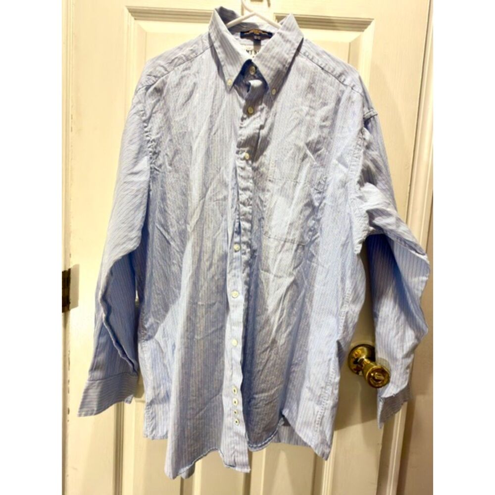 Tommy Hilfiger 100% Cotton Blue /White Pin Stripe Button Down Dress Shirt